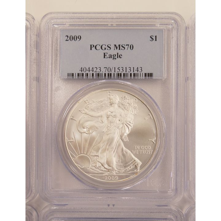 10pc United States 2009 Silver Eagle $1 Coins, PCGS MS70