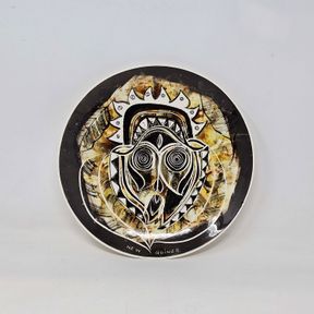 New Guinea Abstract Tribal Shield/Mask Plate - Signed