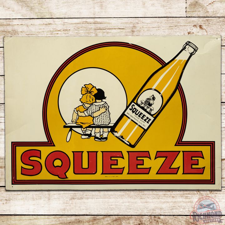 Squeeze Soda Pop SST Sign w/ Kids & Bottle Logo - 8.5