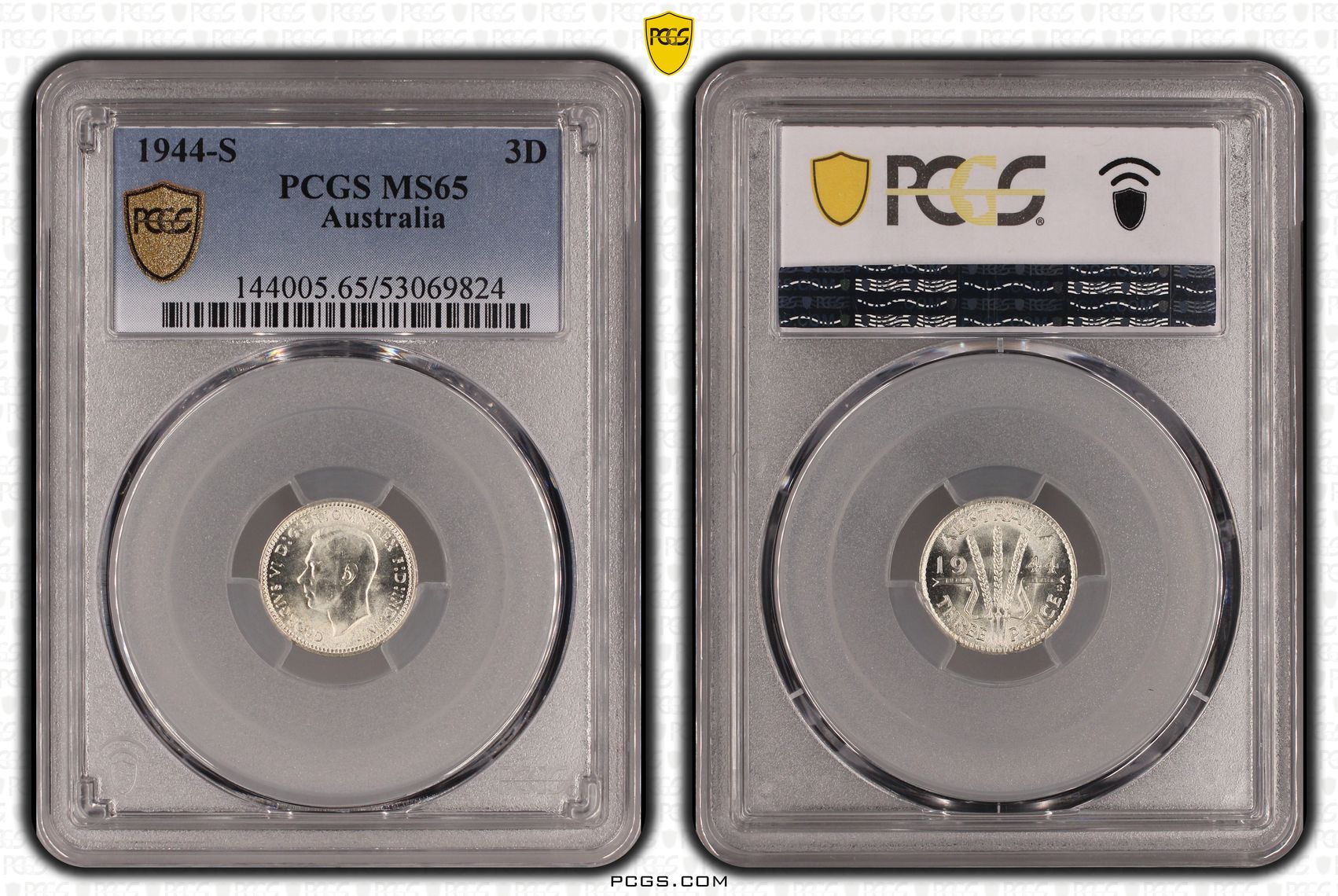 George VI, Threepence, 1944-S, PCGS MS65