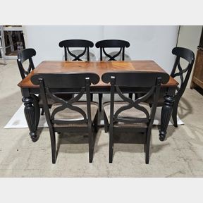 2-Tone Wood Elegant Dining Room Table & 6 Chairs