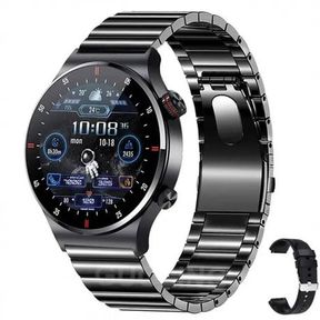 Smart Watch for Men Health Monitoring Sports Steel Silicon Strap Black | DEFECTIVE