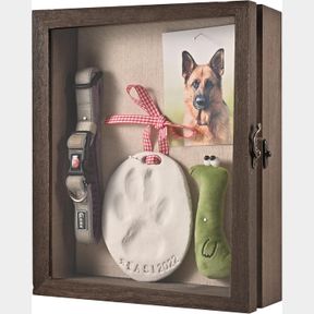 GOGNLVN PET MEMORIAL SHADOW BOX WITH CLAY PAW PRINT IMPRESSION KIT,DOG WOOD PICTURE FRAME ORNAMENT AS LOSS PET KEEPSAKE AND GIFTS