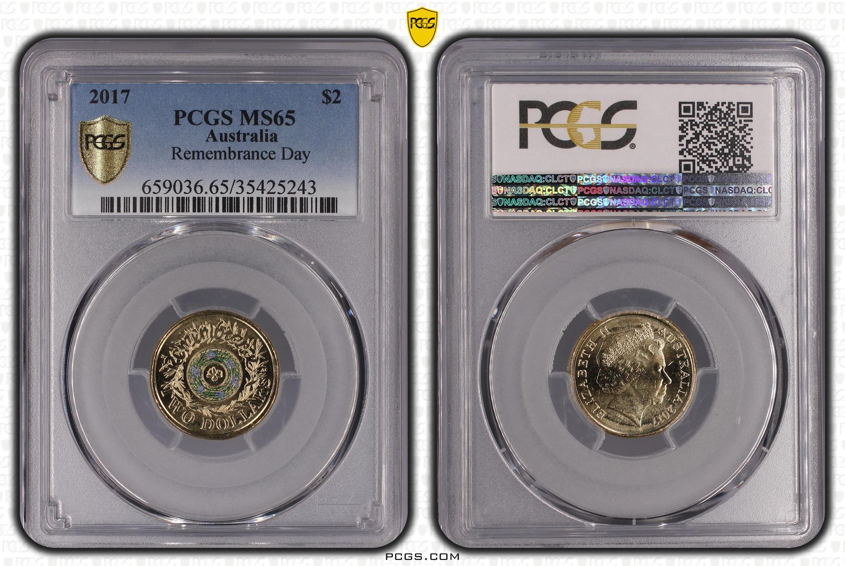 2017 Australia Two Dollar, $2 Remembrance Day PCGS - MS65 -243