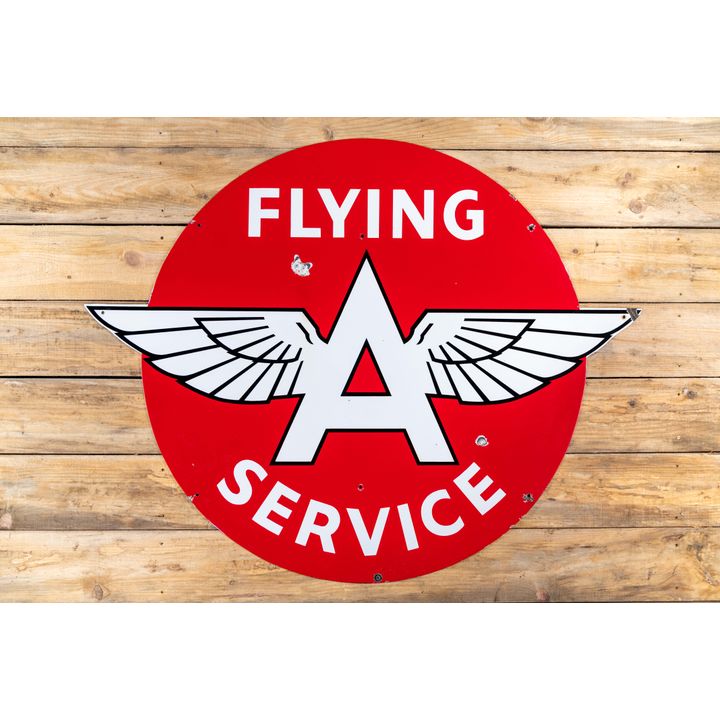 Flying A Service w/ Logo Single Sided Porcelain Diecut Flat Sign TAC 8.5