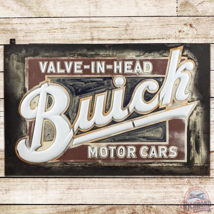 Rare 5' Buick Valve In Head Motor Cars DST Smaltz Milk Glass Sign - 8.75 & 8.5