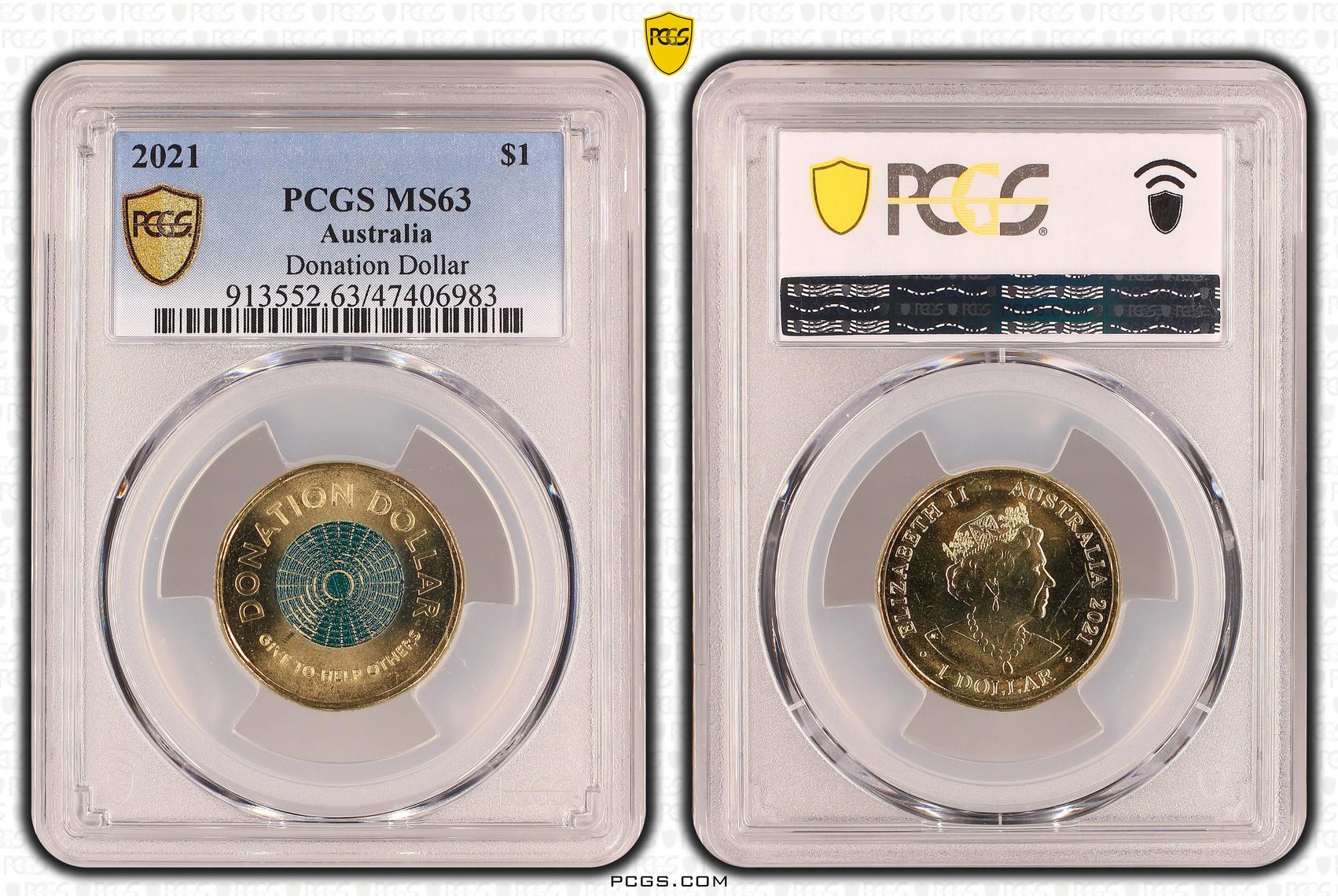 258 · Donation Dollar Colorized , One Dollar, 2021, PCGS MS63