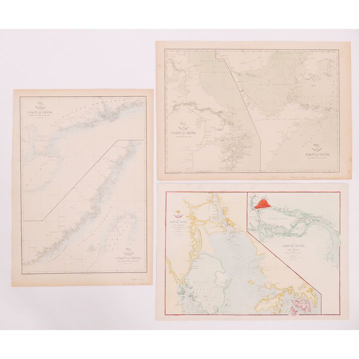 3pc Edward Weller Coast of China Maps. 1863