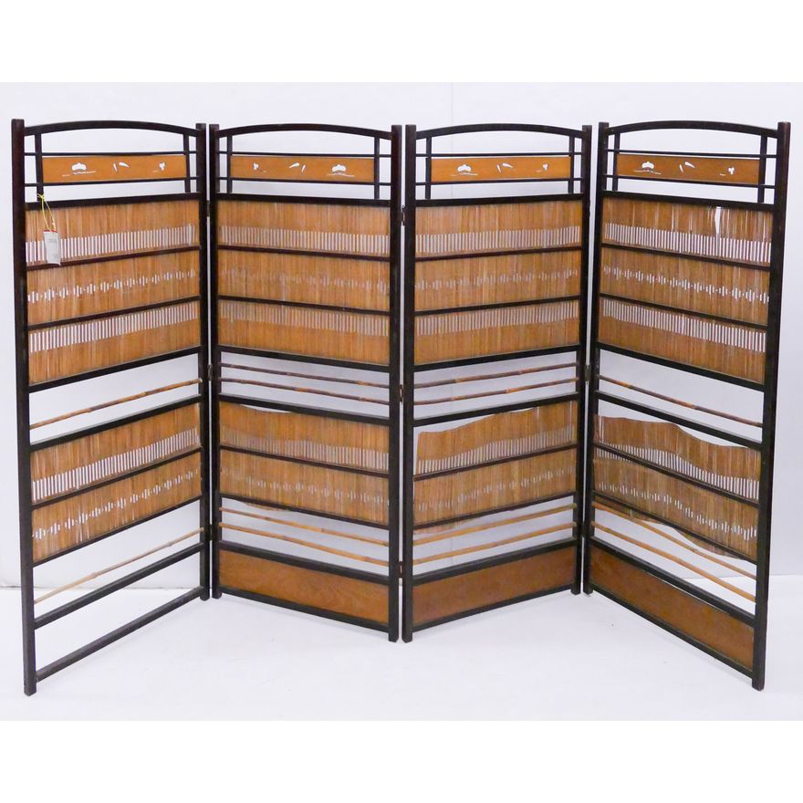 Meiji Japanese 4 Panel Bamboo Screen- 47x80'' (As Is)