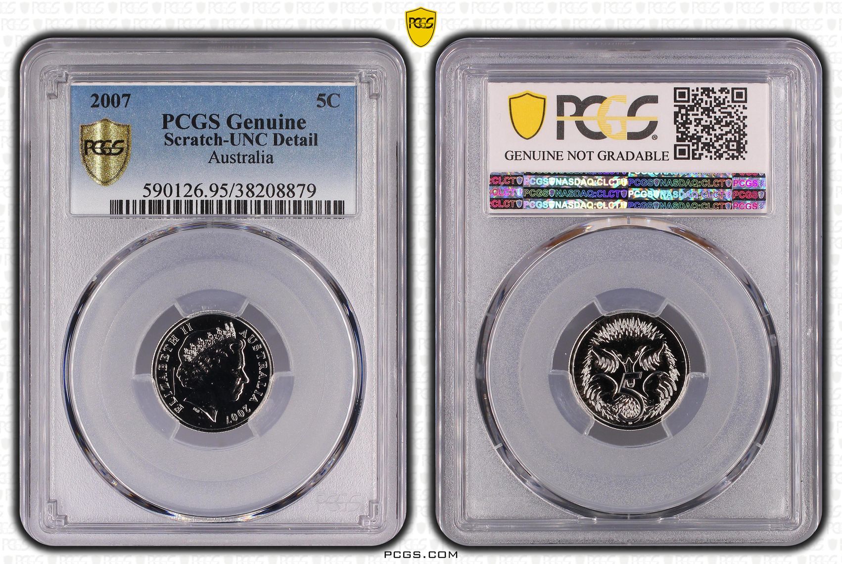 179 · Elizabeth II, Five Cent, 2007, PCGS Genuine  - UNC Details (95 - Scratch)
