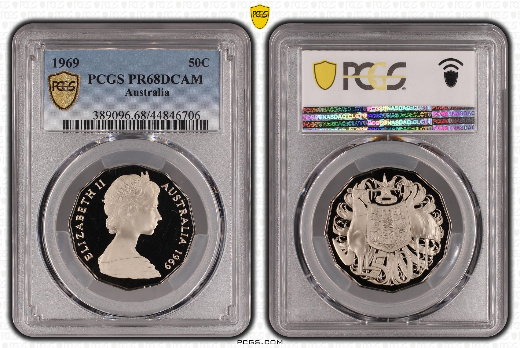 1969 Australian Fifty Cent, 50c Proof PCGS - PR68DCAM -706