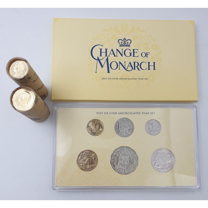 Change of Monarch Unc. Coin Set & KCIII Coin Rolls