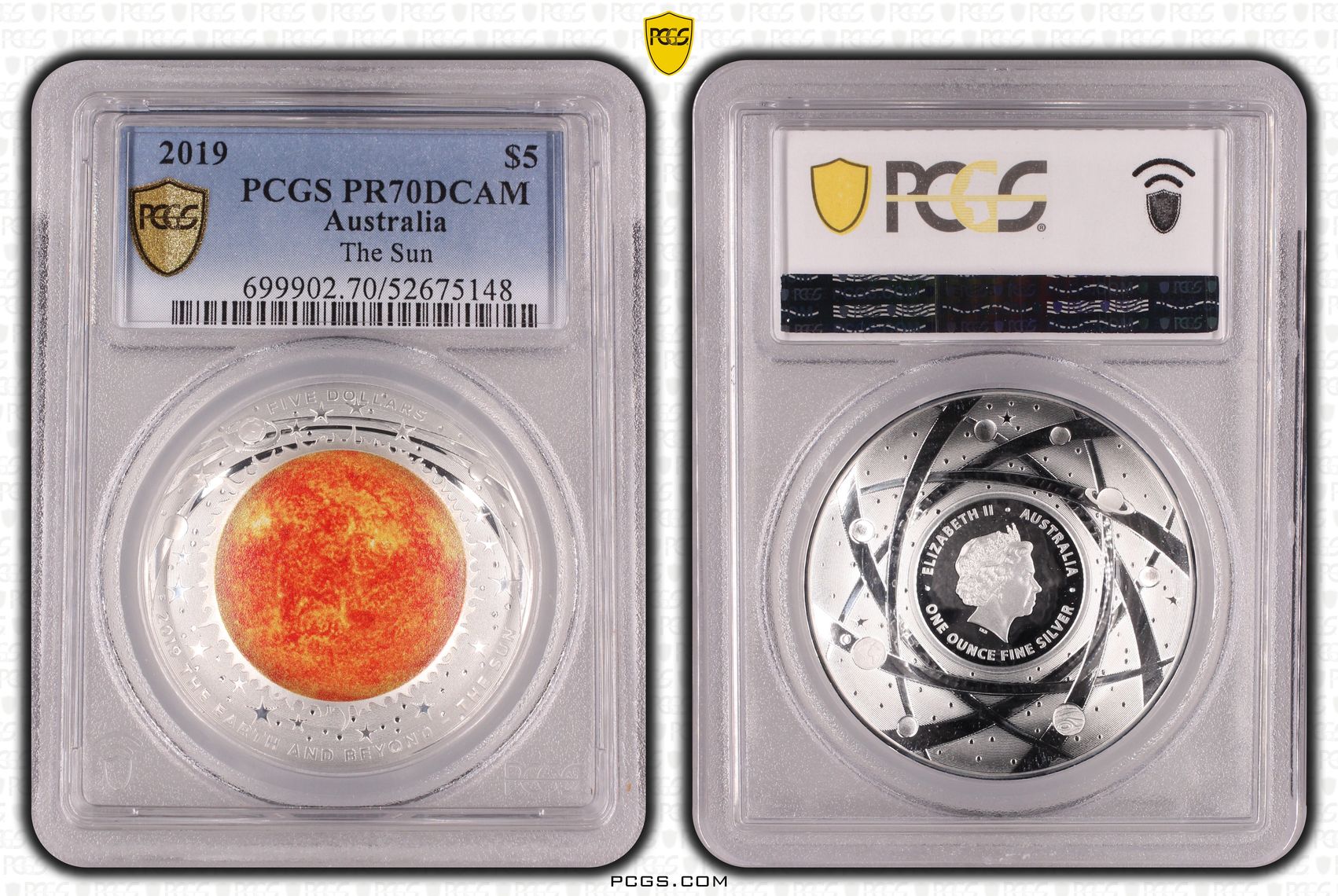 The Sun, Five Dollar, 2019, PCGS PR70DCAM