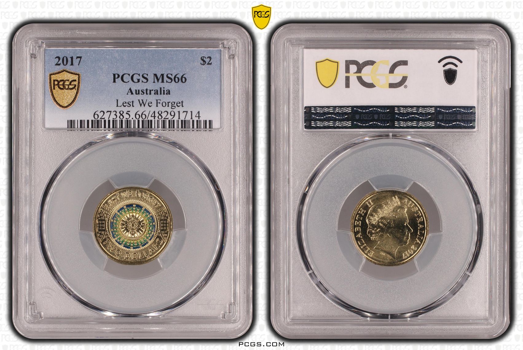 Lest We Forget Colorized, Two Dollar, 2017, PCGS MS66