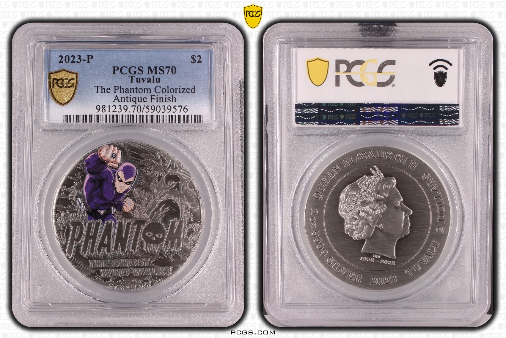 Tuvalu, The Phantom Colorized Antique Finish, POP 3/0, Two Dollar, 2023-P, PCGS MS70