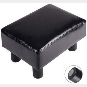 NEW MODERN OTTOMAN STOOL PU LEATHER FOOTSTOOL BLACK 112452