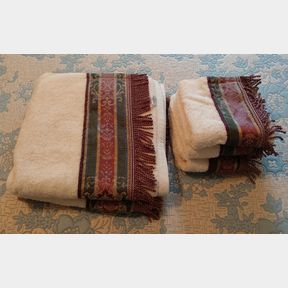 Lot of Croscill Decorative Ivory & Burgandy Bath Towels