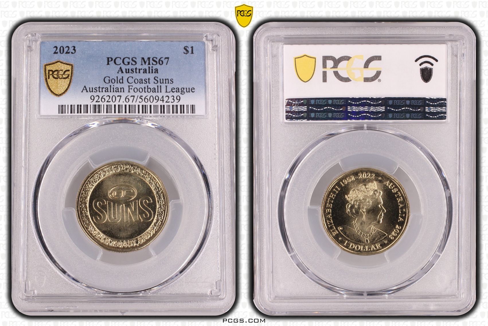 AFL - Gold Coast Suns, POP 2/0, One Dollar, 2023, PCGS MS67