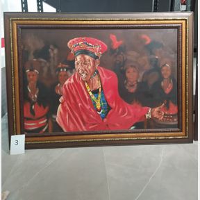 Wukaba Mutheki oil painting (framed) - red shawl - length 144 height 104