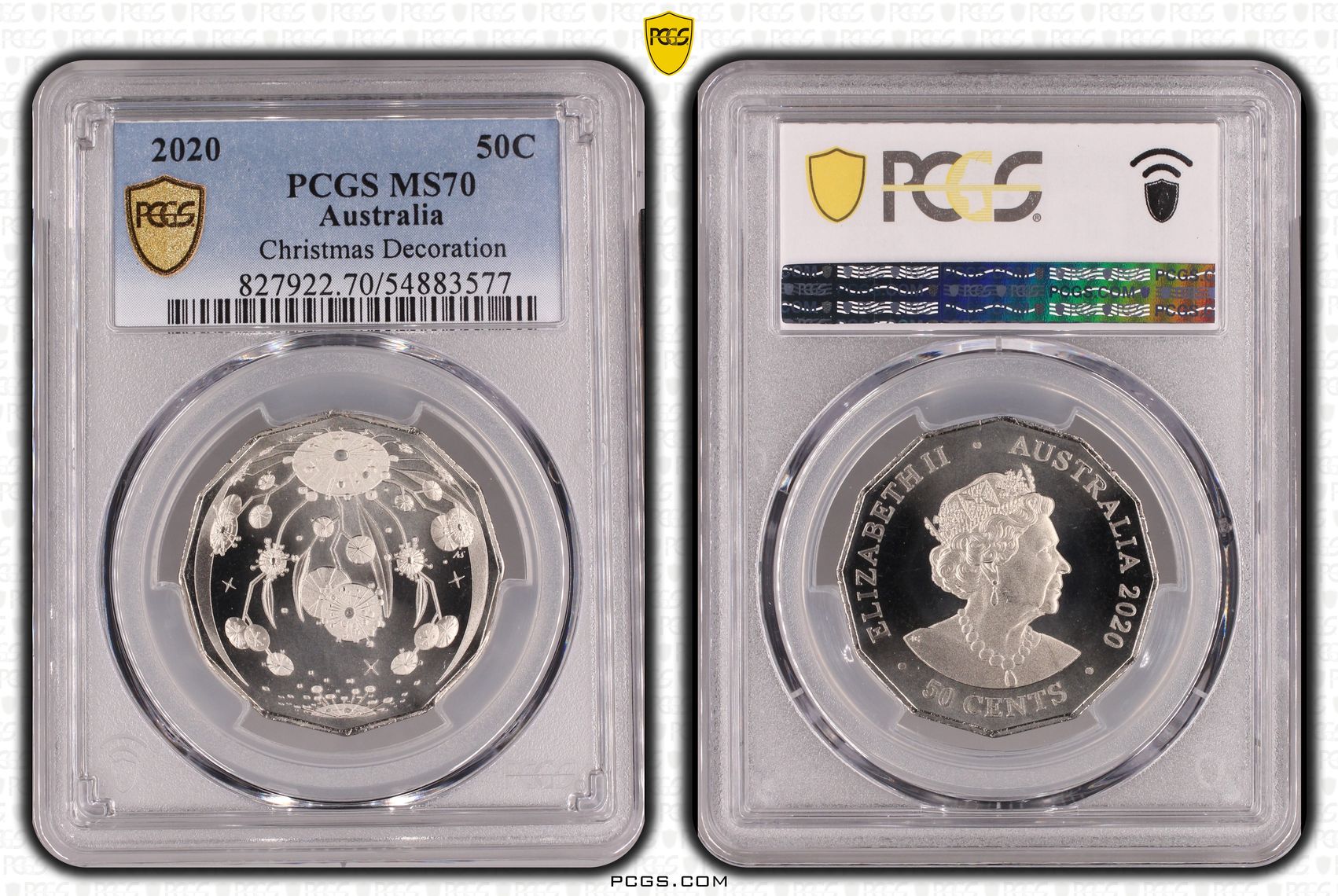 Christmas Decoration, POP 1/0, Fifty Cent, 2020, PCGS MS70