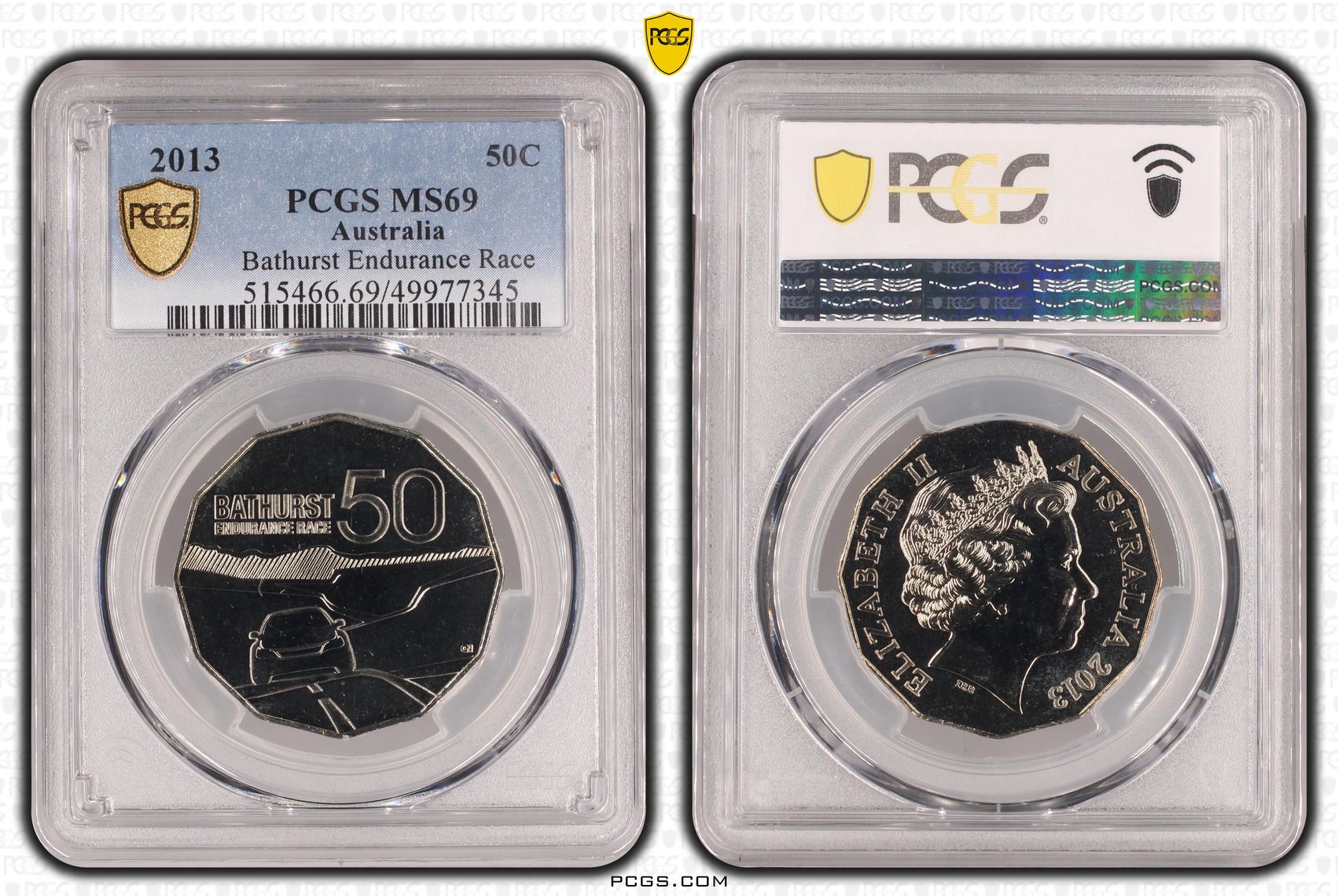 Bathurst Endurance Race POP 7/0, Fifty Cent, 2013, PCGS MS69