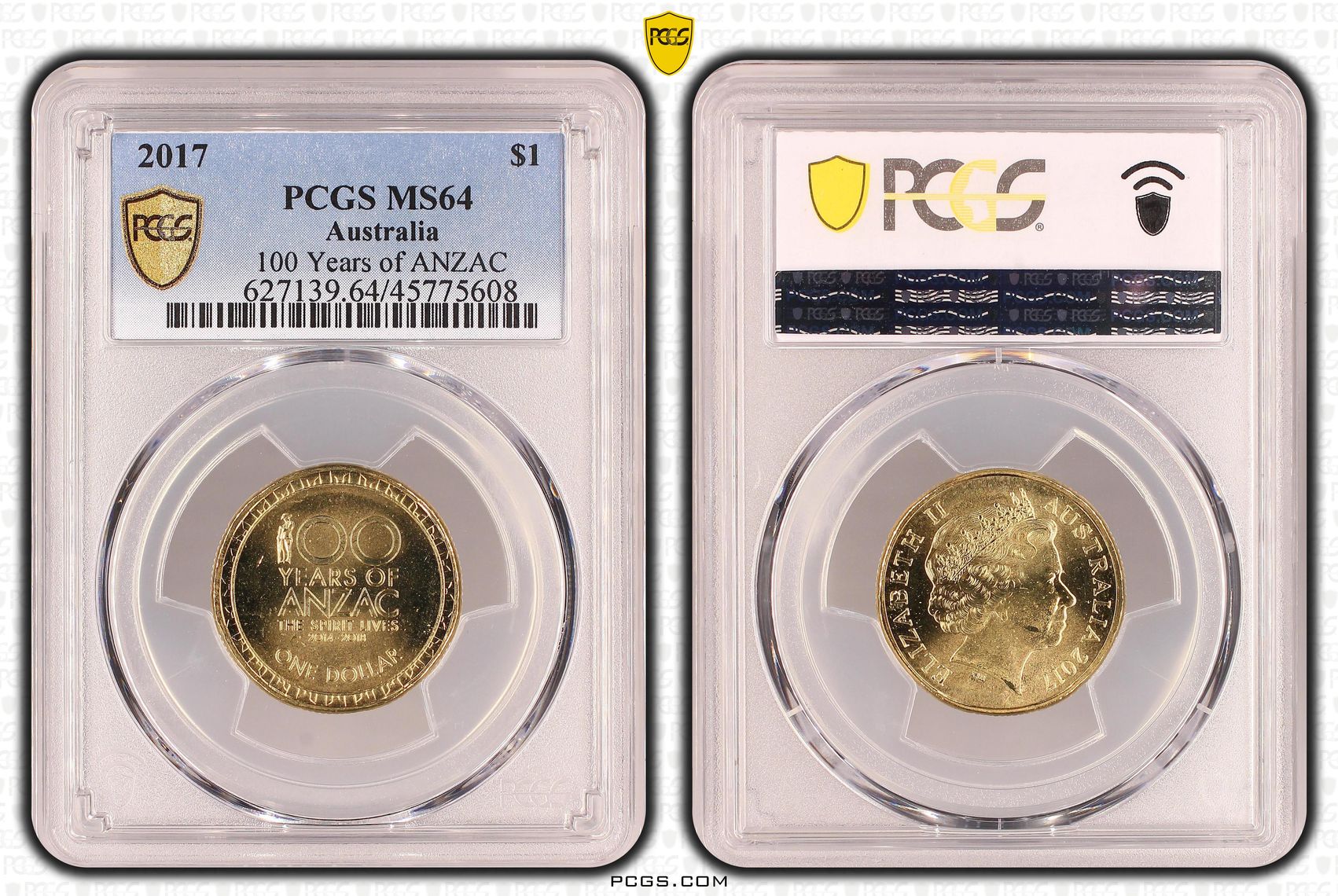 Elizabeth II, 100 Years of ANZAC, One Dollar, 2017, PCGS MS64