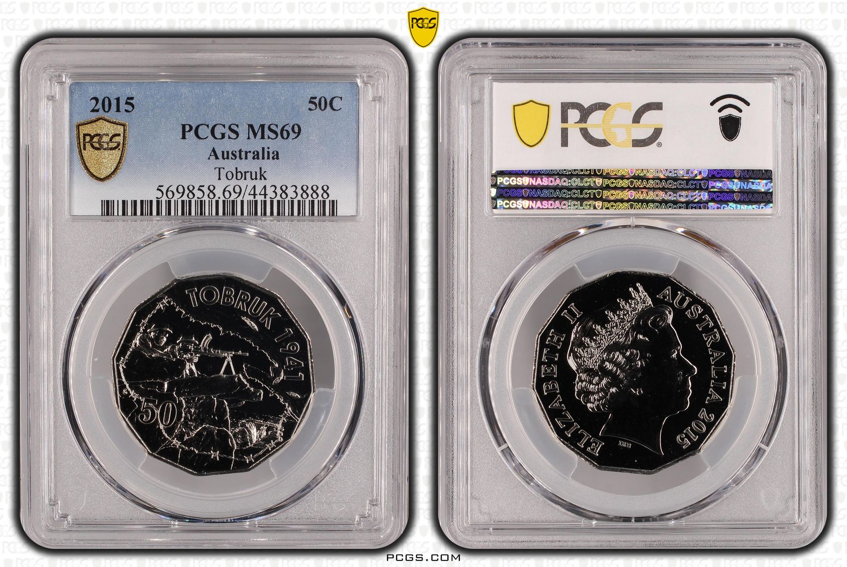 Tobruk, Fifty Cent, 2015, PCGS MS69