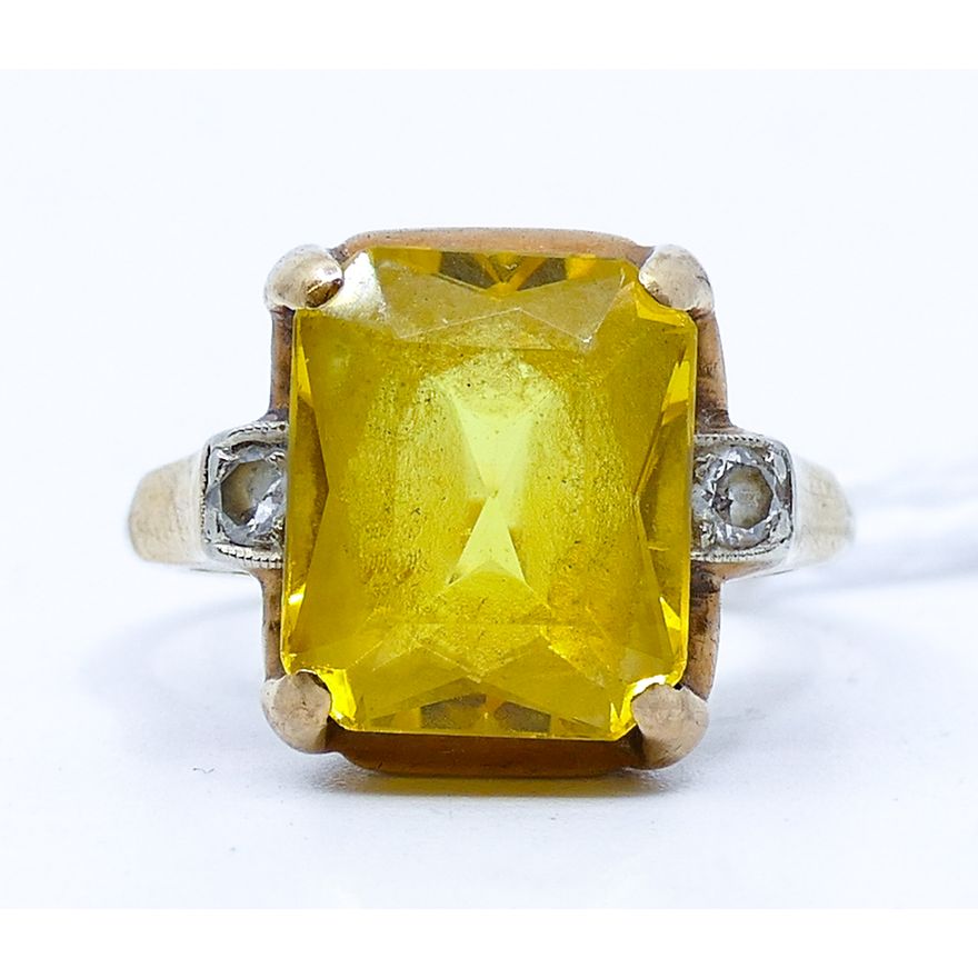 Vintage 10k Citrine and Diamond Ring Size 5.5 - 4 Grams TW