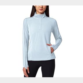Mondetta Womens Hiking Athletic Workout Tops - Lightweight Quarter-Zip Pullover (Blue, M)