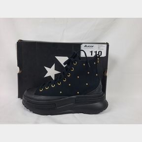 CONVERSE RUN STARLEGACY CX HI - A05461C - BLACK/BLACK/GOLD STAR STUDDED - UK 8