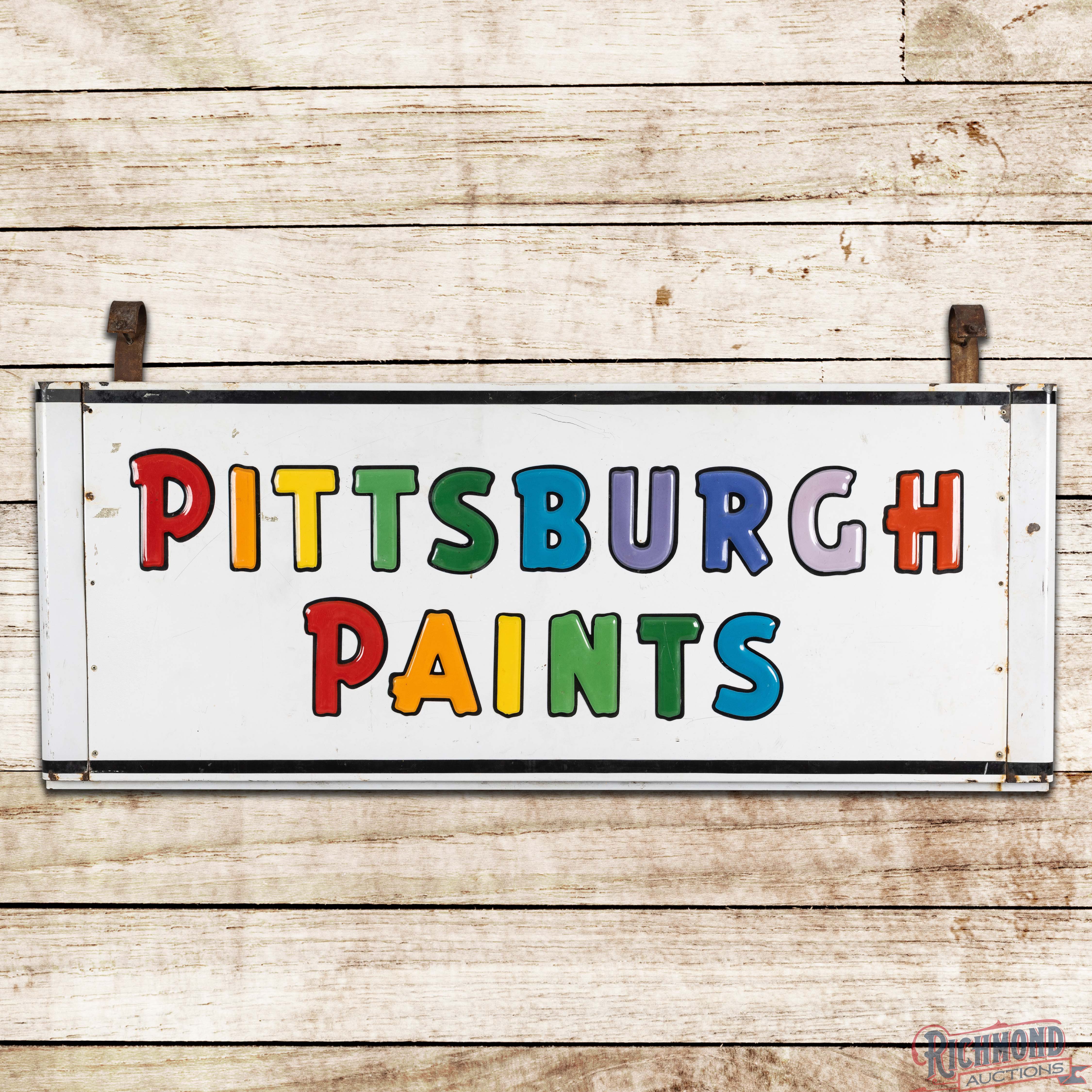 Pittsburgh Paints 6' Embossed Double Sided Porcelain Sign w/ Hangers ...