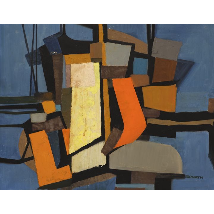 Harry Bonath ''Forms on Blue'' Oil
