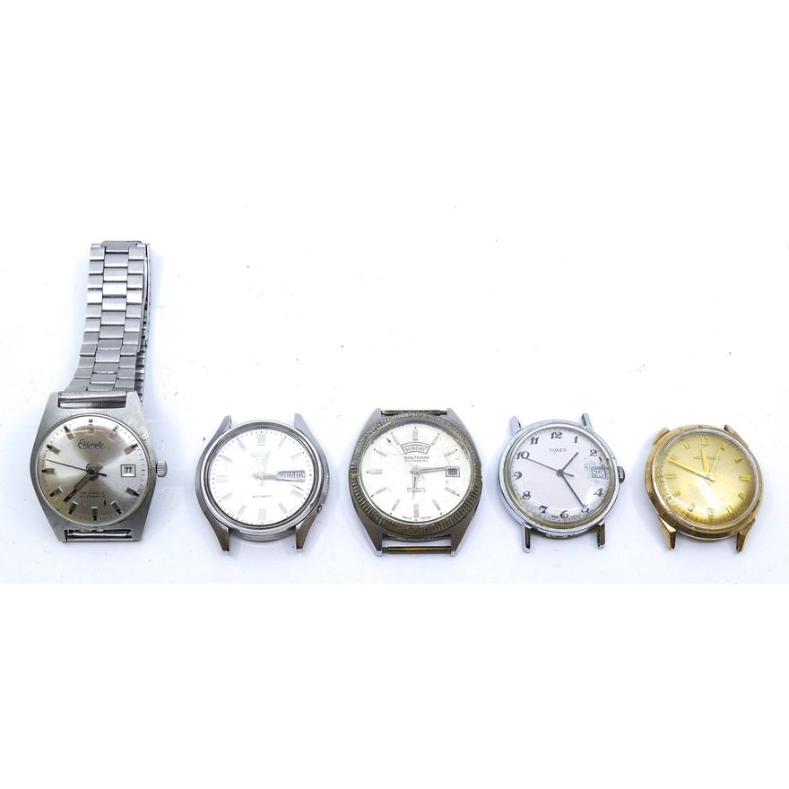 Box 5pc Vintage Men's Wristwatches - Seiko, Accutron, etc.