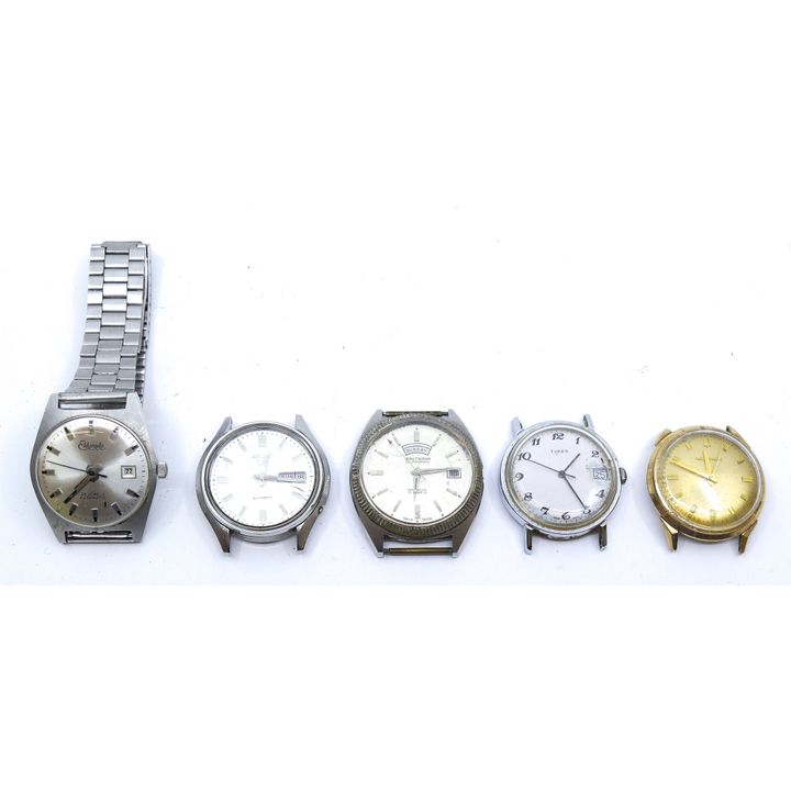 Box 5pc Vintage Men's Wristwatches - Seiko, Accutron, etc.