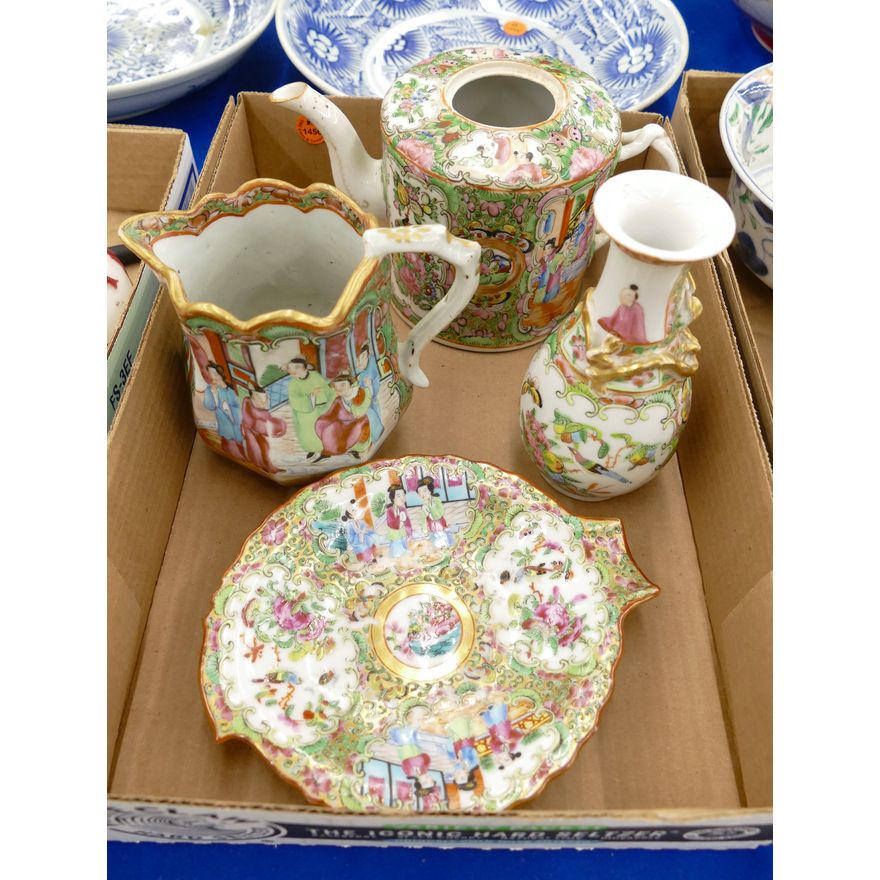 Box 4pc Old Chinese Rose Mandarin Wares