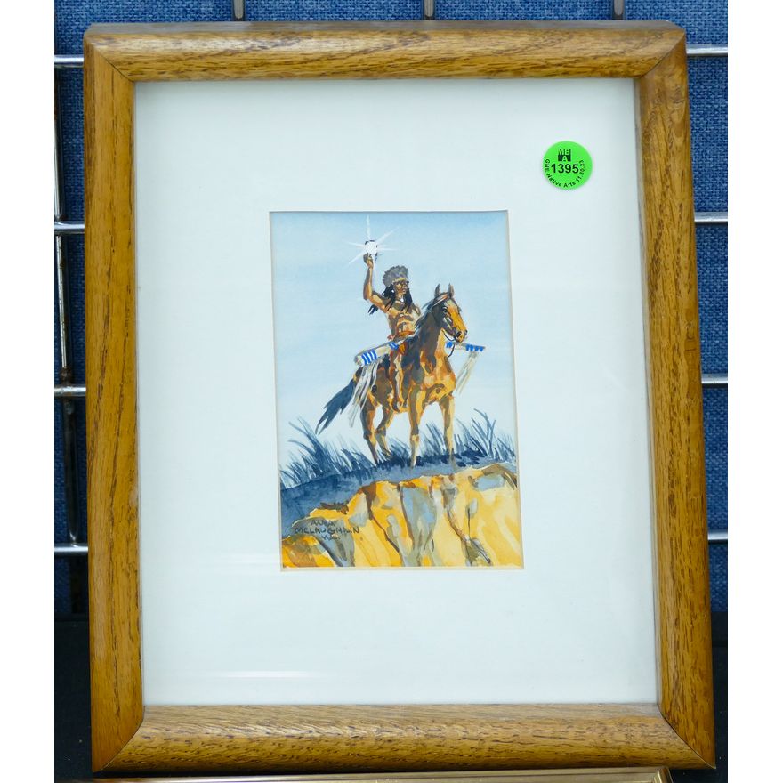 Nancy McLaughlin ''Indian with Signal Mirro'' Small Watercolor