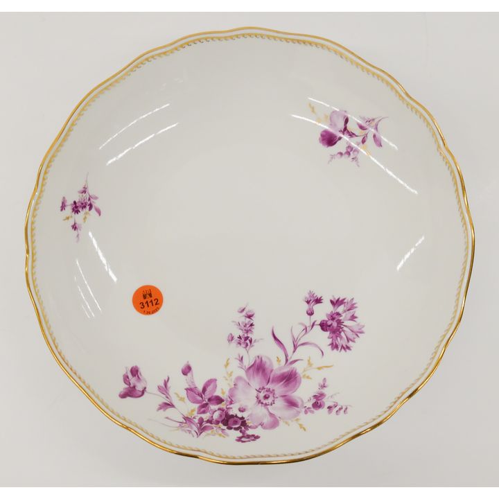 Meissen Pink Flower Porcelain Serving Bowl- 10"