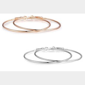 WOMENS COMBO 2 PAIRS GOLD-PLATED AND ROSE GOLD STAINLESS STEEL BIG HOOP EARRINGS