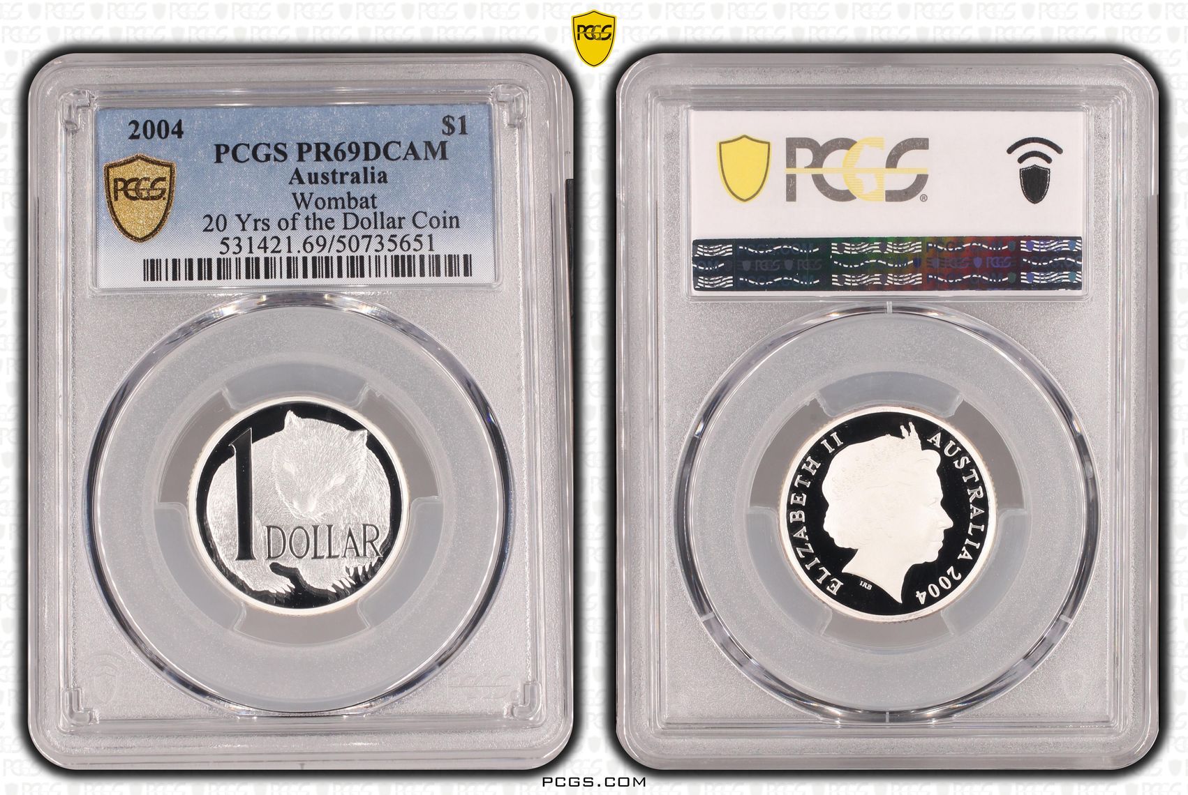 Wombat , One Dollar, 2004, PCGS PR69DCAM