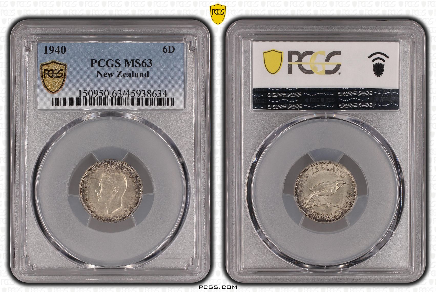 1940 New Zealand Sixpence Silver PCGS - MS63 -634