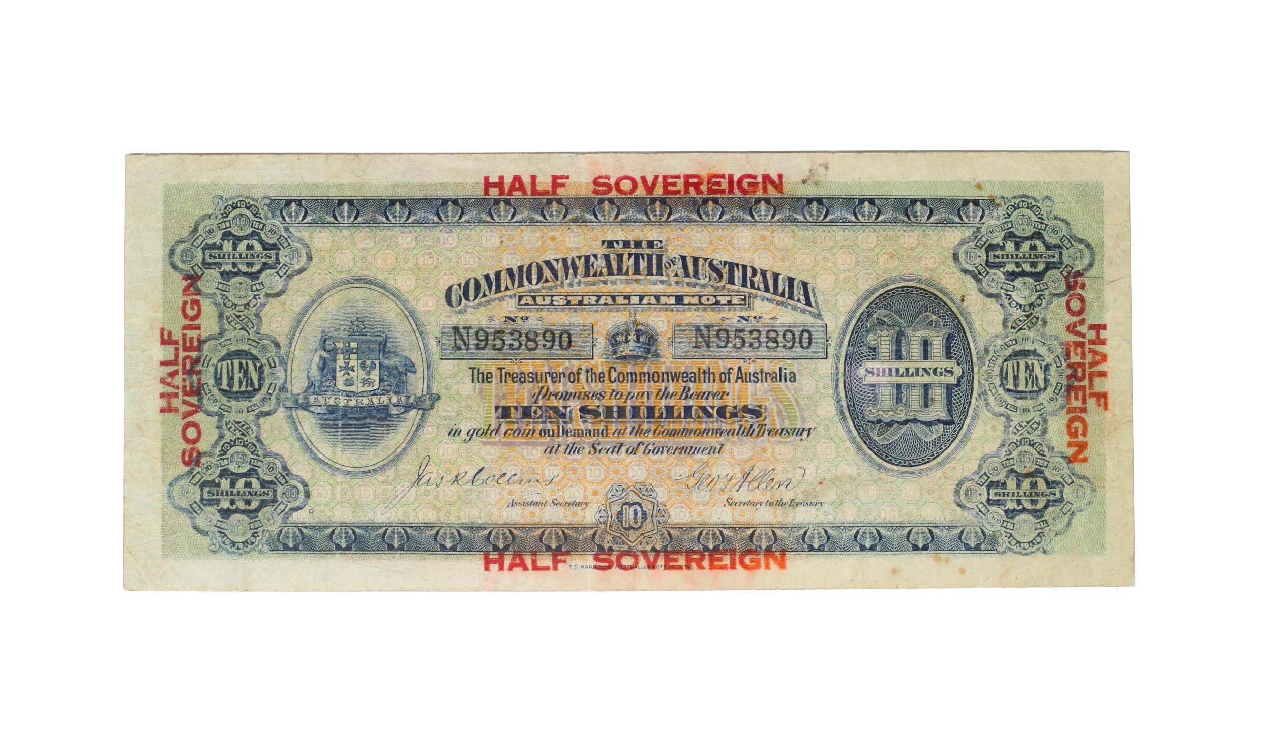 1931. · Collins/Allen, Ten Shillings, 1915, Fine 15