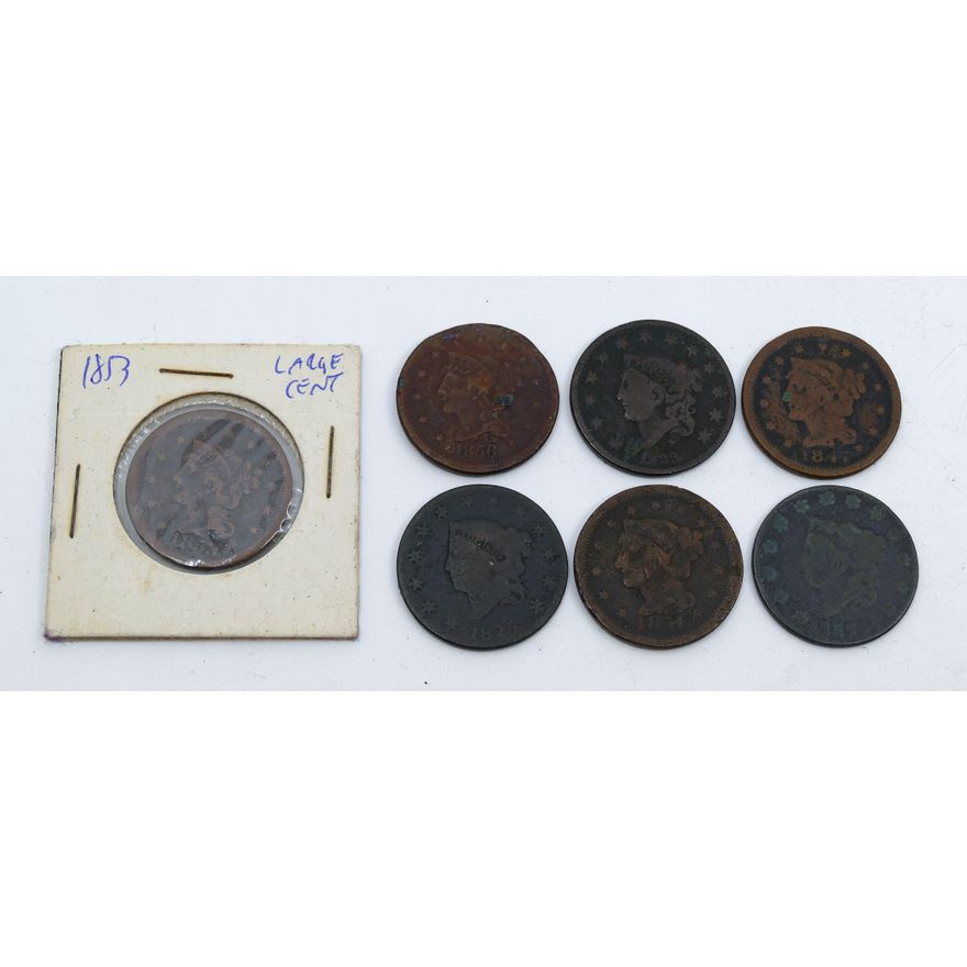 Box 7pc Antique US Large Cents