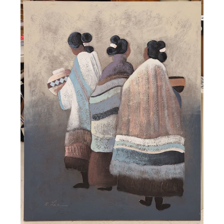 Windsor Art ''Three Women'' (Navajo or Hopi) Acrylic Large Painting
