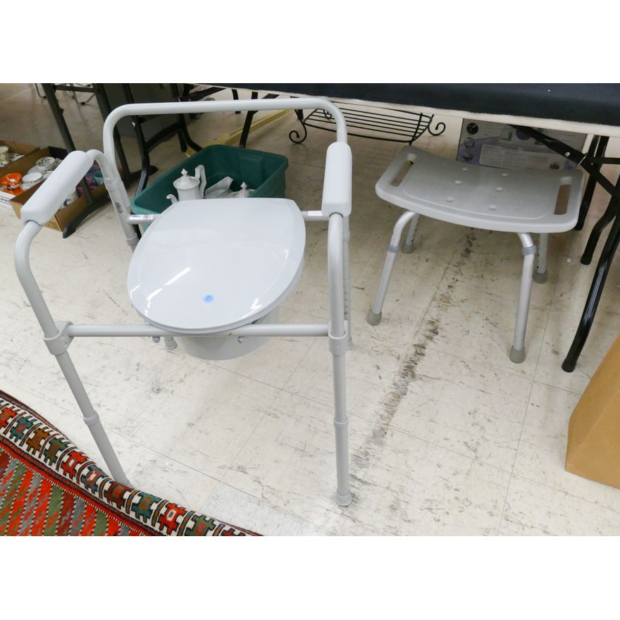 2pc Grey Invalid Chair and Bench