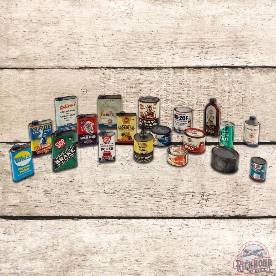 Group of 19 Whiz Advertising Cans & Bottles