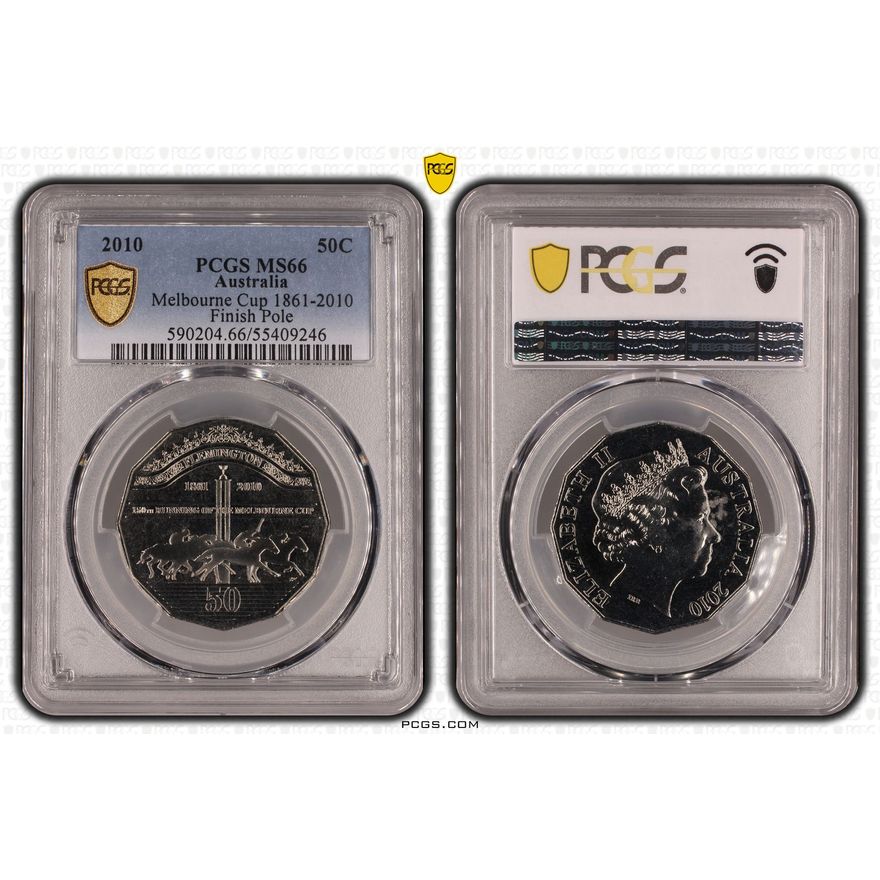 Melbourne Cup 1861-2010 Finish Line, Fifty Cent, 2010, PCGS MS66
