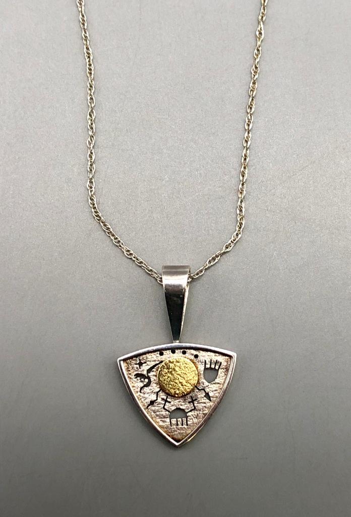Myron Panteah Sterling Silver And 14K Gold Necklace And