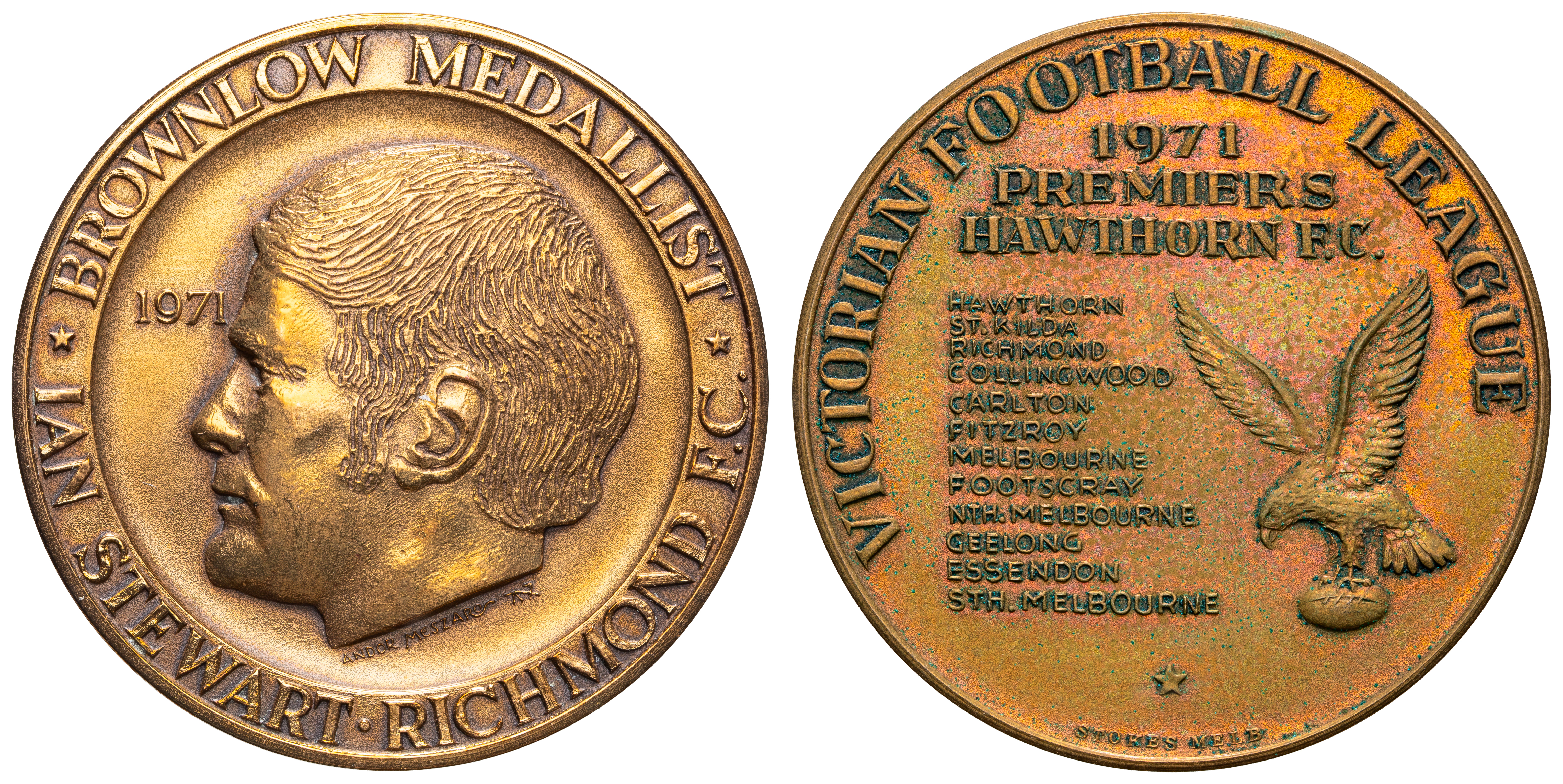 104 · VFL Medal (Hawthorn Premiers / Ian Stewart, Brownlow Medallist), 1971, UNC - CHU