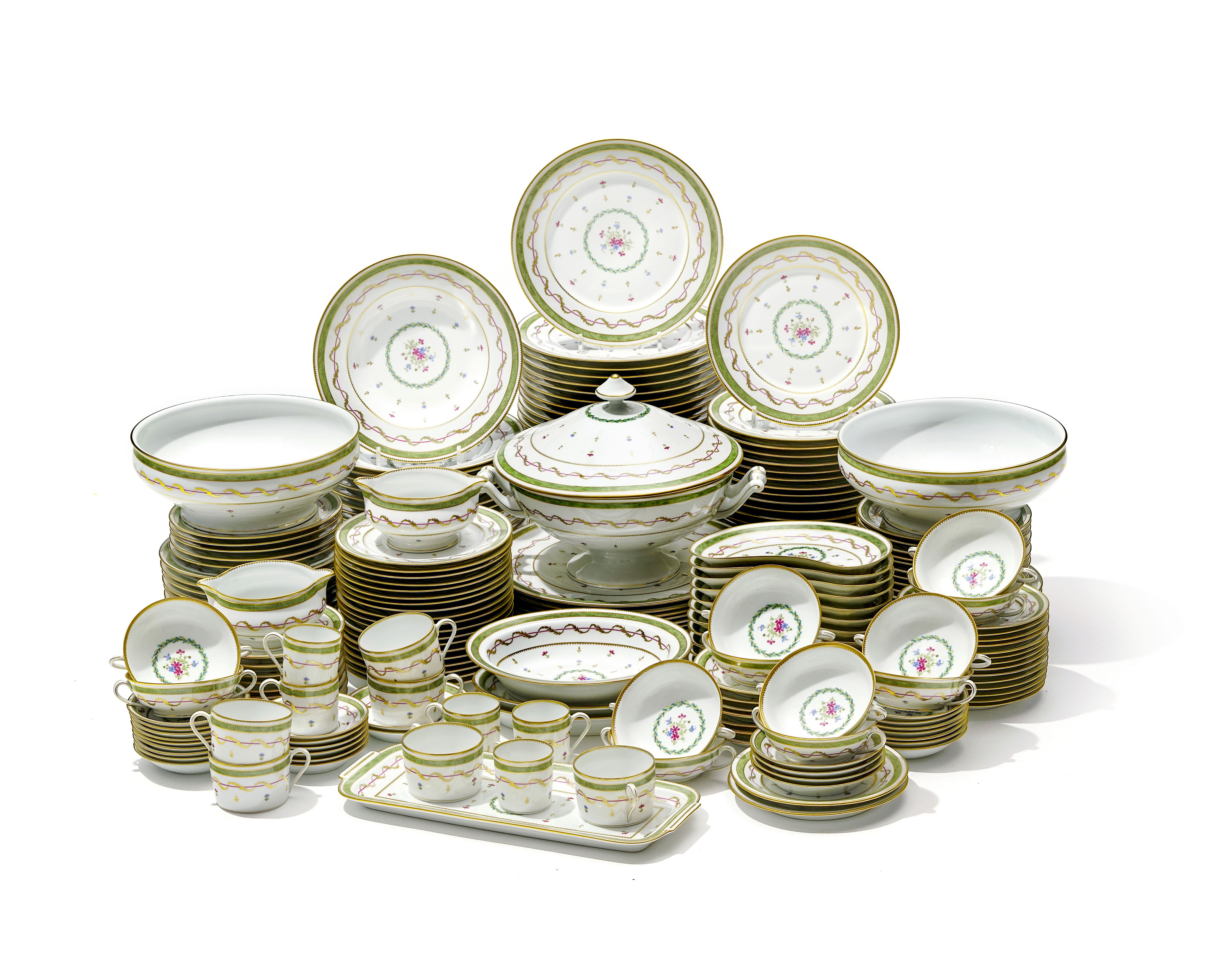Service à Dîner 24 Pièces En Porcelaine - 6 Assiettes Plates, 6 Creuses, 6 Bols, 6 Assiettes à Dessert - Lave-vaisselle Et Micro-ondes - 8