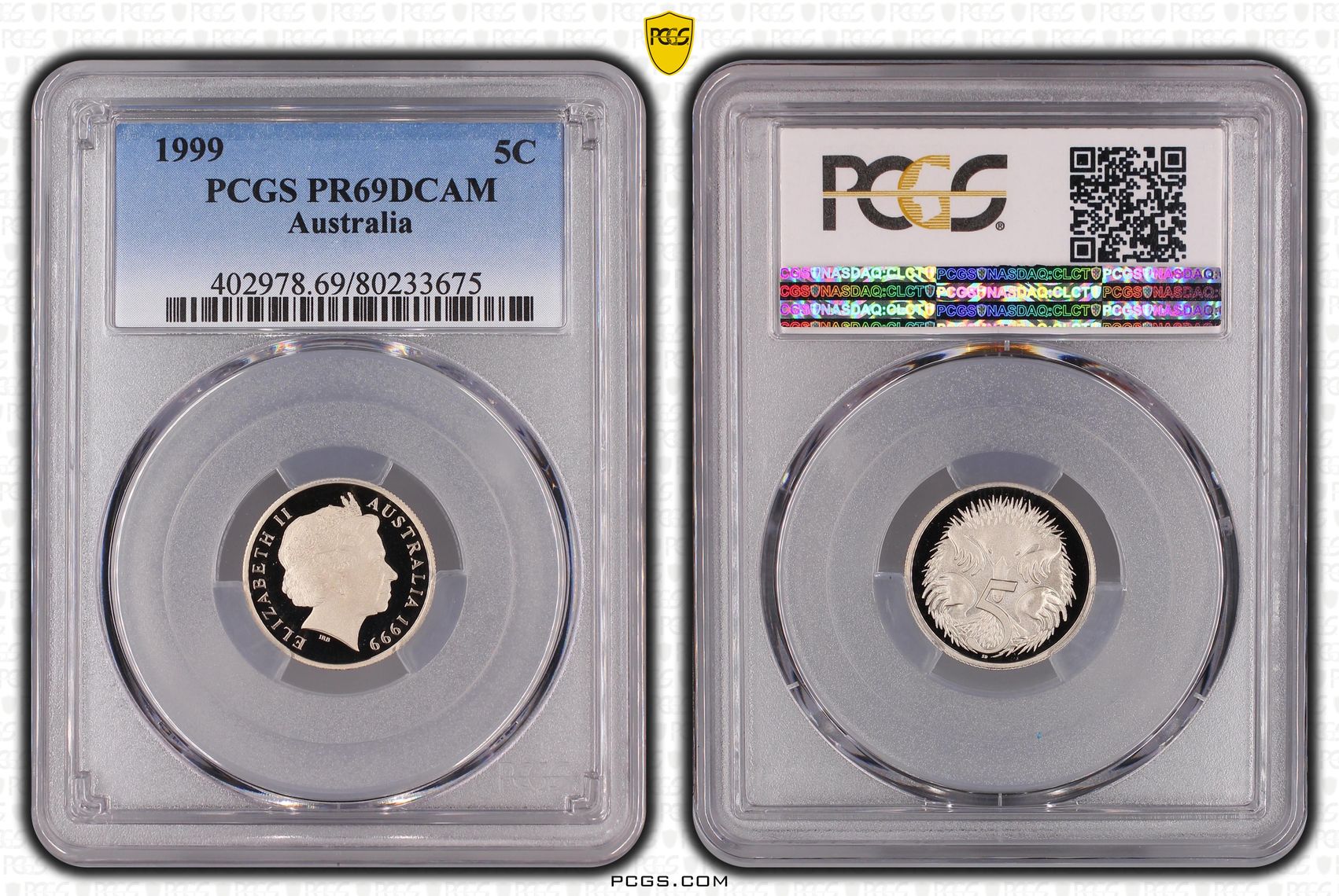 Elizabeth II, Five Cent, 1999, PCGS PR69DCAM